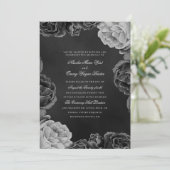 ゴシックエレガントモノクロ水彩バラ 招待状 (スタンド正面)