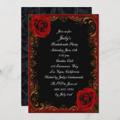 ゴシックエレガントレッドローゼスバチェロレッテ 招待状 (正面/裏面)