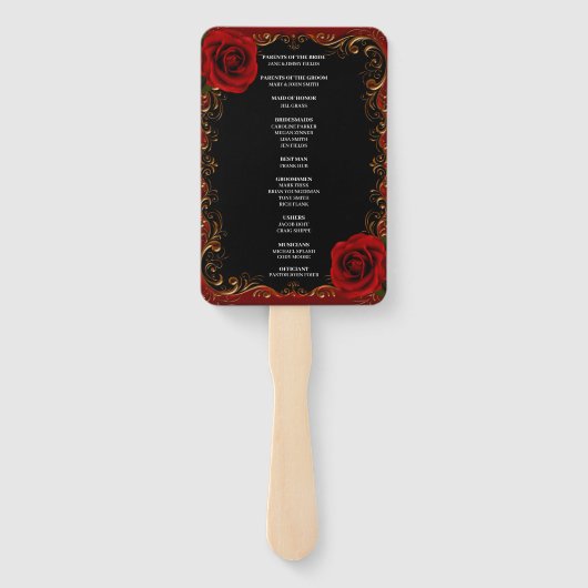 ゴシックエレガントレッドローゼス結婚式 プログラムファン ハンドファン (裏面)