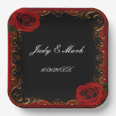 ゴシックエレガントレッドローゼス ペーパープレート (正面)