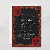 ゴシックエレガントレッドローゼリハーサルディナー 招待状 (正面)