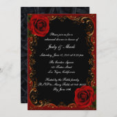 ゴシックエレガントレッドローゼリハーサルディナー 招待状 (正面/裏面)