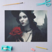 ゴシックエレガントレディーレッドローズ 薄葉紙 (クラフト)