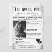 ゴシックエレガント新聞フォトブライダルシャワー 招待状 (正面)