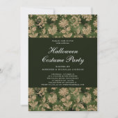 ゴシックエレガント様式のグリーンダマスクハロウィーンの衣装 招待状 (正面)