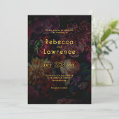 ゴシックエレガント様式のムーディフローラ結婚式招待状 招待状 (スタンド正面)