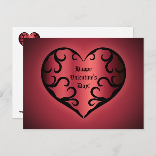 ゴシックエレガント色のピンクがかった赤みがかったバレンタインハート シーズンポストカード (正面/裏面)