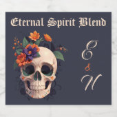 ゴシックエレガント3Dフローラスカルモノグラム結婚ズ リキュールボトルラベル (シングルラベル)