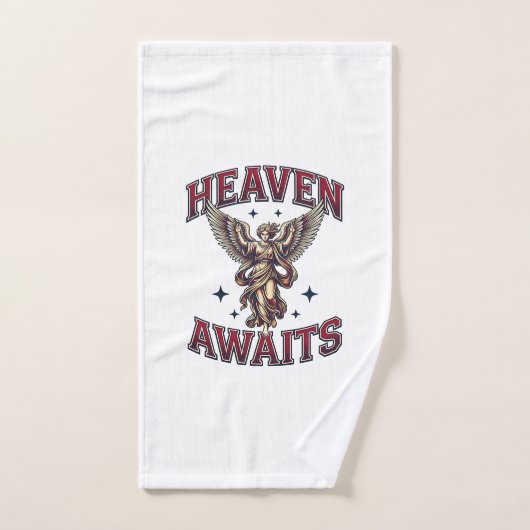ゴシックエンジェルビンテージ彫刻Tシャツ 天国が待っている ハンドタオル (ハンドタオル)