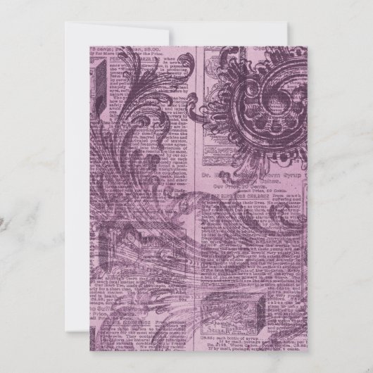 ゴシックオウルとマーブのヴィンテージフローラル カップルシャワー 招待状 (裏面)