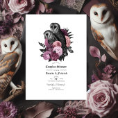 ゴシックオウルとマーブのヴィンテージフローラル カップルシャワー 招待状