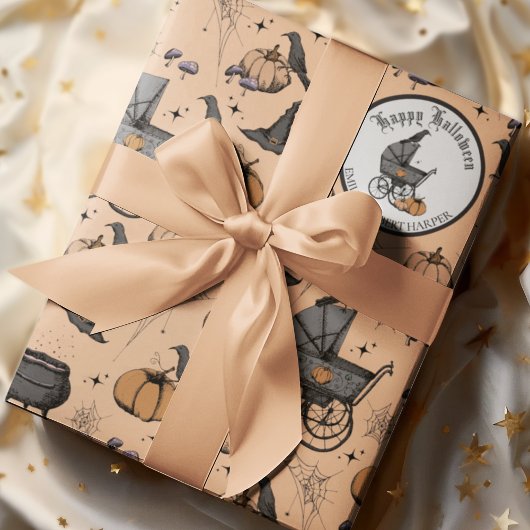 ゴシックオレンカスタムジベビーキャリッジハロウィーン ラッピングペーパー