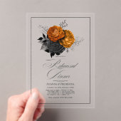 ゴシックオレンジとブラックフローラリハーサルディナー アクリル招待状 (インサイチュ (ポータブル))