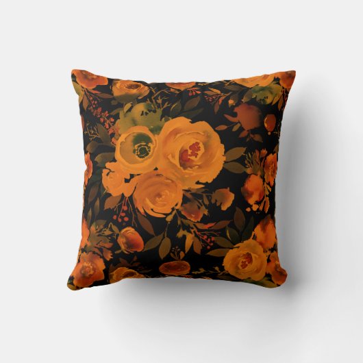 ゴシックオレンジとブラックフローラ クッション (裏面)