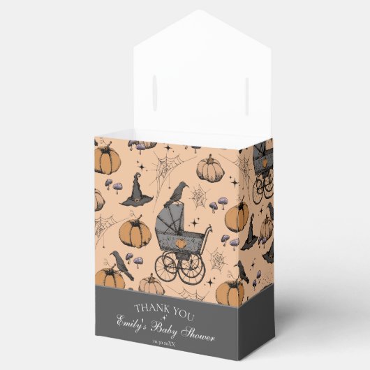 ゴシックオレンジベビーキャリッジベビーシャワーありがとう フェイバーボックス (オープン)