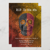 ゴシックオレンジ黒ハーフスカル RIP 20代に別れを 招待状 (正面/裏面)