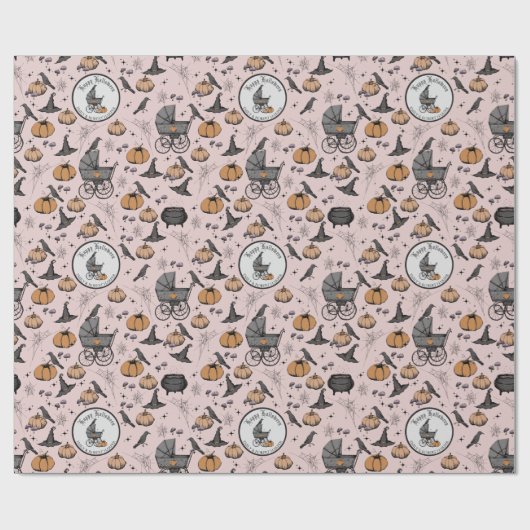 ゴシックカスタムピンクベビーキャリッジハロウィーン ラッピングペーパー (フラット)