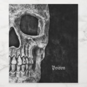 ゴシックカッコいい半スカル頭白黒グランジ ワインラベル (シングルラベル)