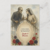 ゴシックカップルゾンビハロウィン結婚ズ エンクロージャーカード (正面)