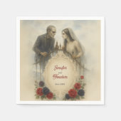 ゴシックカップルゾンビハロウィン結婚ズ スタンダードカクテルナプキン (正面)