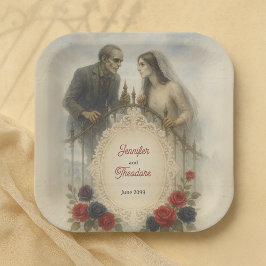 ゴシックカップルゾンビハロウィン結婚ズ ペーパープレート