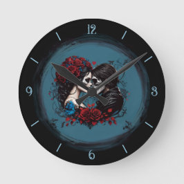 ゴシックカップル愛好家バレンタインデー ラウンド壁時計