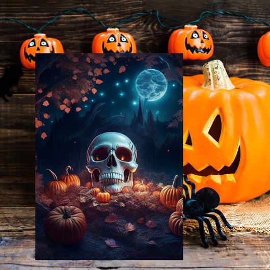 ゴシックカボチャとスカルスプキーのハロウィーン 招待状