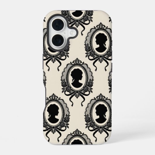 ゴシックカメオシルエット柄 iPhone 16ケース (裏面)