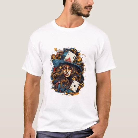 ゴシックカードゲームをプレイ中 Tシャツ (正面)