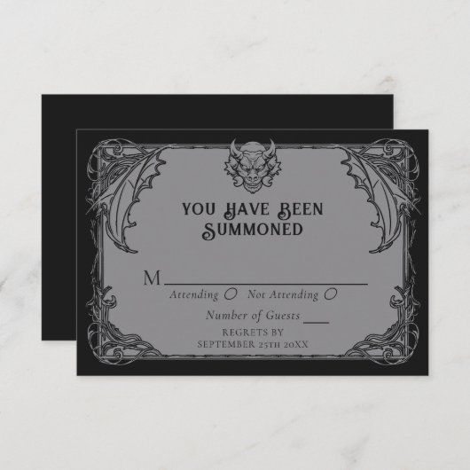 ゴシックガーゴイレウェディングRSVPエンクロージャカード エンクロージャーカード (正面/裏面)