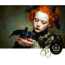 ゴシックガールとベビーブラックドラゴンデカップアート