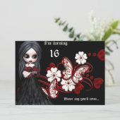 ゴシックガールウィズバタフライスウィート16誕生日 招待状 (スタンド正面)