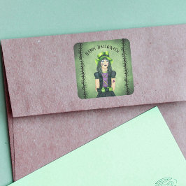 ゴシックガールグリーンハットかわいらしアイズバーベドブランチ スクエアシール