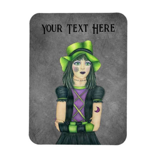 ゴシックガールグリーンハット入れトオスグローブオングレー マグネット (縦)