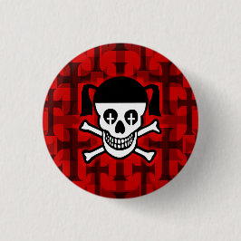 ゴシックガールスカル&クロス 缶バッジ