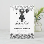 ゴシックガールズハロウィーン子供の誕生日パーティー 招待状 (スタンド正面)