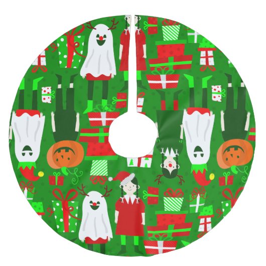 ゴシックガールハロウィーンクリスマス幽霊 ブラッシュドポリエステルツリースカート (正面)