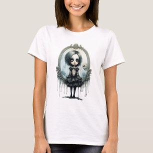 ゴシックガールビクトリアンイン鏡ハロウィーン Tシャツ