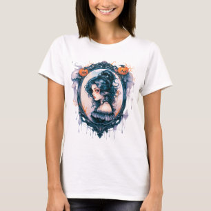 ゴシックガールビクトリアンイン鏡ハロウィーン Tシャツ