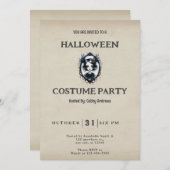 ゴシックガールビクトリアンイン鏡ヴィンテージハロウィーン 招待状 (正面/裏面)