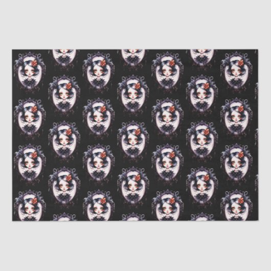 ゴシックガールビクトリアン鏡ブラック 薄葉紙 (正面)