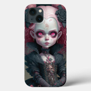 ゴシックガールピンク黒い不気味かわいい iPhone 13ケース