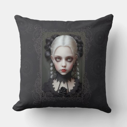 ゴシックガールポートレート枕 クッション (正面)