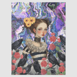 ゴシックガールヴィンテージ花模様&レイヴンデクページ 薄葉紙