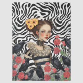 ゴシックガールヴィンテージ花模様&レイヴンデクページ 薄葉紙