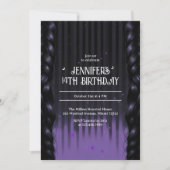 ゴシックガール編み紫10代の誕生日パーティー 招待状 (正面)