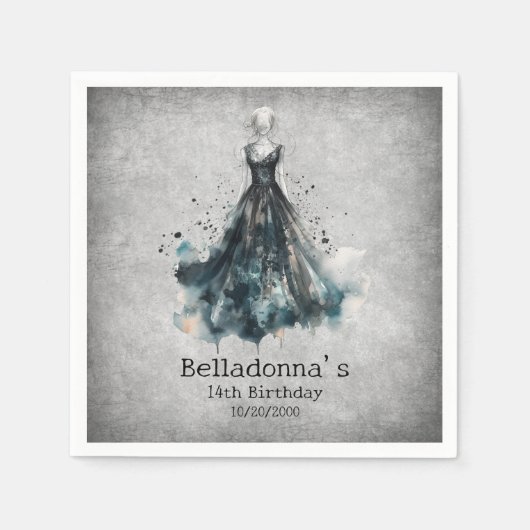ゴシックガール誕生日 スタンダードカクテルナプキン (正面)