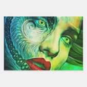 ゴシックガール顔イエローアイズレッドリップ ラッピングペーパーシート (正面)