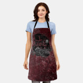 ゴシックキスをするスカルカップルと血の赤の永遠 エプロン (着用した状態)