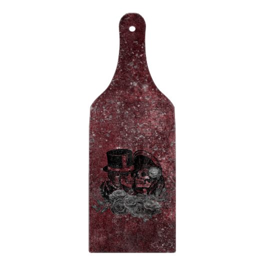 ゴシックキスをするスカルカップルと血の赤の永遠 カッティングボード (正面)